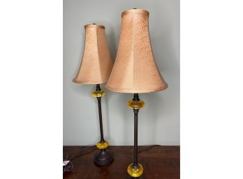 Elegant Pair Of Slender Table Lamps