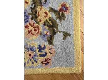 Floral Hook Rug, Wool, 4x6