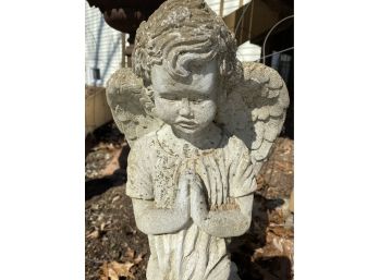 Amazing Cement Praying Angel, Weathered Patina