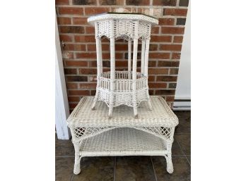 A Pretty Pair Of Wicker Tables