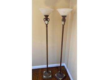 Matching Pair Of Torchiere Floor Lamps