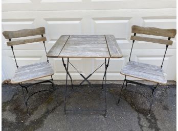 Folding Bistro Set, Weathered Wood