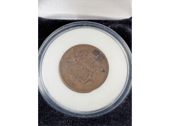 1864 Two Cent Piece  In Case From  Civil War