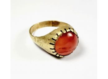 Antique Brass Orange Stone Ring