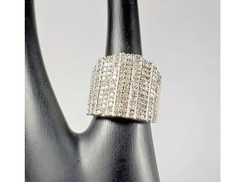 Unique Ring With Cascade Of  Real Diamonds With Gold Over Copper