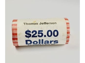 $25 Dollar Roll Of Uncirculated Presidential $1 Coins (25) Thomas Jefferson