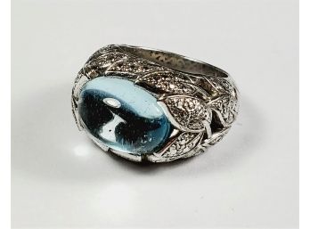 Beautiful Sterling Silver Large Light Blue Stone Ring