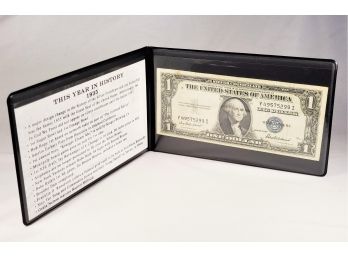 $1 Blue Seal Dollar Bill In Folder With Info