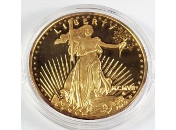 Large 2 Oz .999 Silver Coin Gold Plated