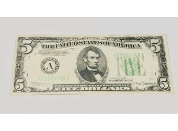 $5 Bill Series Of 1934 (87 Years Old)