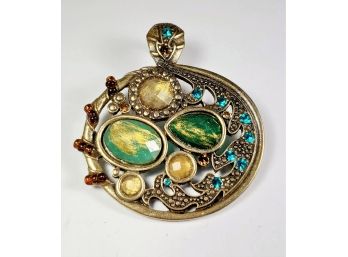 Vintage Ornate Stone Pendant