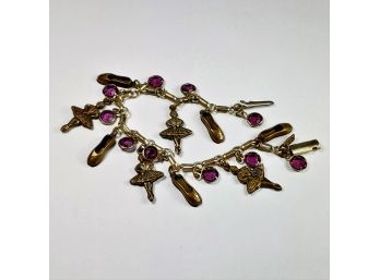 Purple Stone And Charm Bracelet