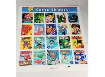 Super Heroes Full Stamp Sheet  ( Including Superman, Batman, Super Girl, Green Lantern, Hulk)