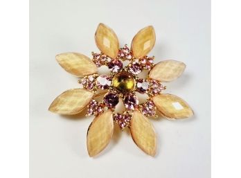 Ornate Vintage Jeweled Flower  Pin