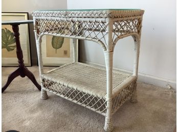 White Rectangular Wicker Table