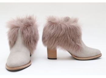 ROSS AND SONS Handmade Leather And Faux Fur Booties