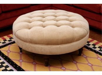 Tufted Round Ottoman With Casters