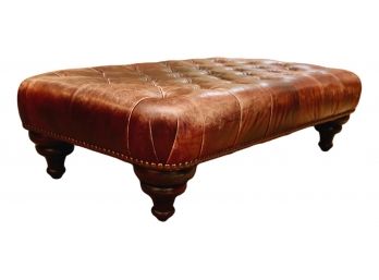 IMPORTED GEORGE SMITH Tufted And Distressed Leather Ottoman