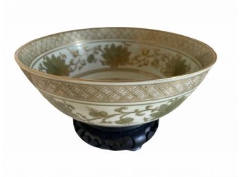 Nice Asian Porcelain Bowl With Celadon Decoration