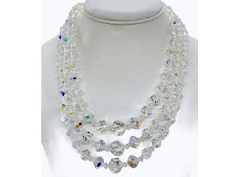 Vintage Crystal Neckpiece And Earrings