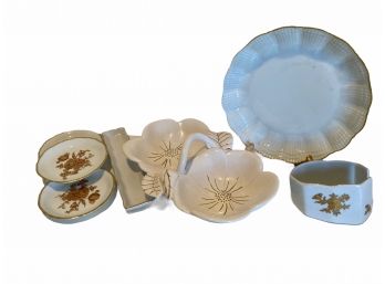 Antique & Vintage Vintage White & Gold Porcelain Serving Lot