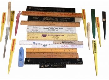 Lot Of MCM Vintage Advertising Rulers & Letter Openers