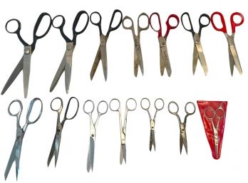 Fourteen Pairs Of Vintage Stainless Steel Scissors