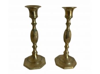 Antique Brass Shabbat Candlesticks