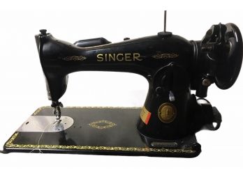 Vintage Electric Singer Sewing Machine In Cabinet