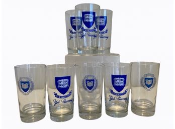 8 Vintage Yale University Tall Highball Glasses