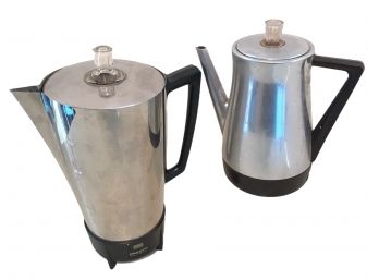 Two Vintage Electric Percolator Coffee Pots