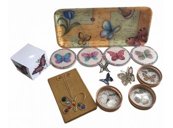 Whimsical Butterfly Lot - Coasters, A Tray, Journal And More!