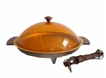 MCM Vintage Flying Saucer Shaped 'Katz Party Platter' Electric Warming Tray