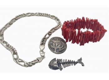 Sterling Lot #6 - Includes Red Coral And Antonio Pineda - 4 Pieces