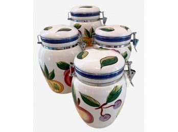 Vintage Set Of 4 Ceramic Kitchen Canisters