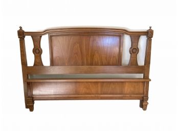 Vintage MCM Italian Provincial Fruitwood Queen Headboard & Footer