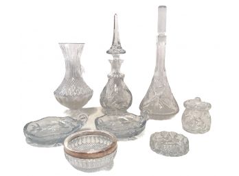 Lot Of Cut Crystal Decanters & Serving Pieces