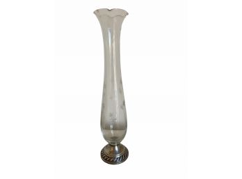 Sterling Silver Base Etched Bud Vase