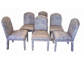 Six MCM Paisley Upholstered Parson Chairs