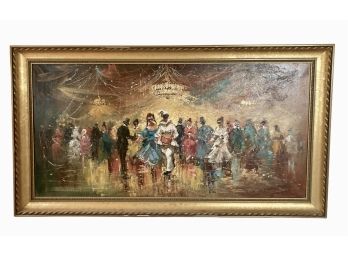 MCM Impressionist Oil On Canvas ~ Carnival Masquerade Painting