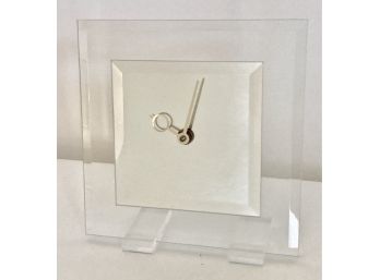 Vintage Mirrored Glass Clock On Lucite Stands