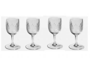 Four Baccarat Crystal 'Nancy' Small Wine / Port Glasses