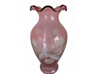 Lenox Pink Crystal Deep Etched Tulip Vase