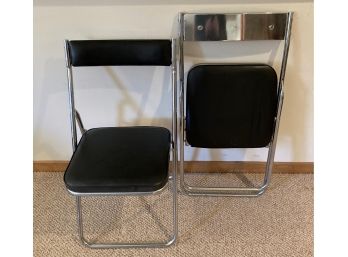 Pair Of Chrome Folding Chairs ( Matching To Fujiset Lot)