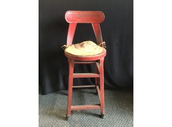 Red Metal Industrual Stool