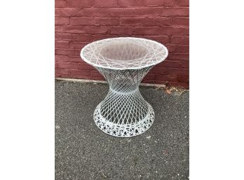 White Wicker Table With Glass Top