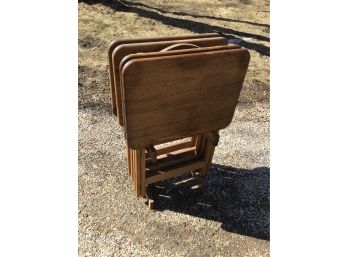 Full Size Solid Wood TV Trays With Stand