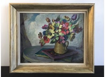 Lillian Adams Flower Pot On Books Painting