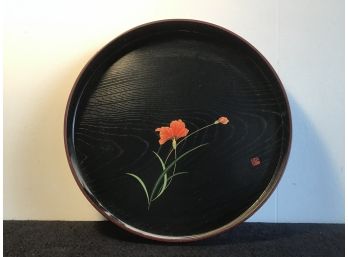 Wood Asian Floral Tray