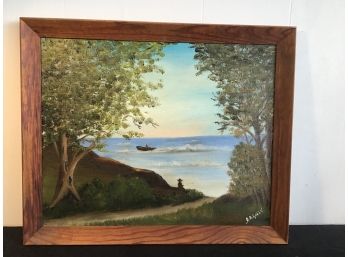 Ocean Scene Signed Oil On Board